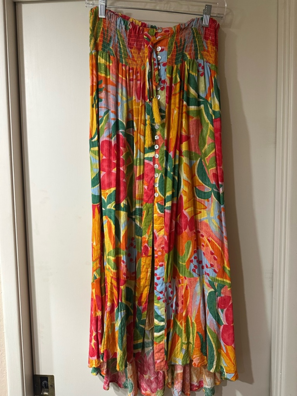 Rachel Roy Bright Floral Button-Front Maxi Skirt in Red Yellow Green